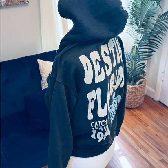 Black Destin Florida Hoodie with Blue Turtle Design - Picture 5 of 8